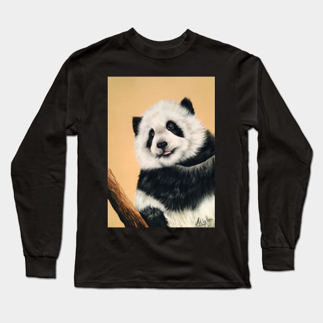 Panda Bear Cub Long Sleeve T-Shirt by Artbythree